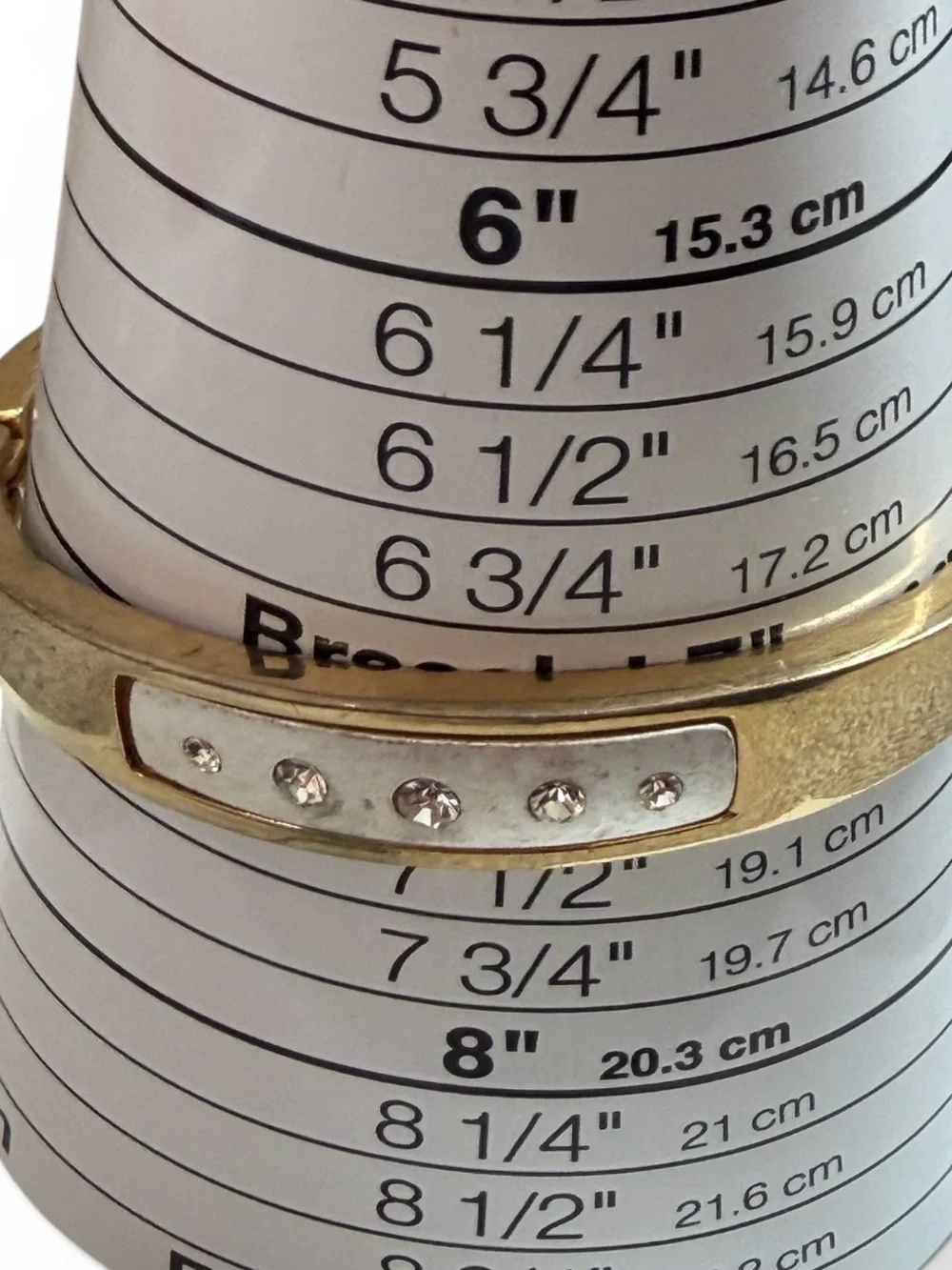 Vintage Two-Tone Hinged Bangle Bracelet with Rhinestones